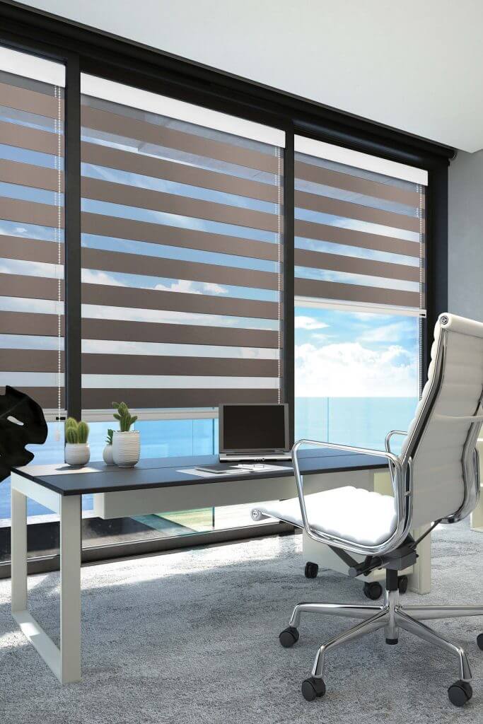 Modern office blinds installed by FIZONE OFFICE SYSTEM for light control and privacy