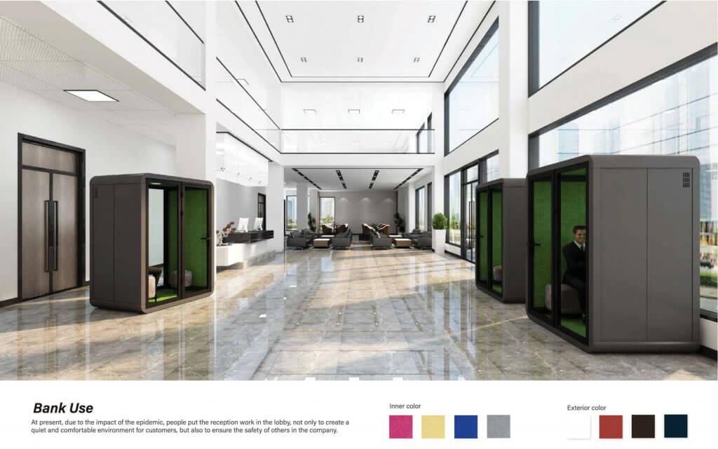 Modular office private cube workstation with enclosed panels and integrated desk by FIZONE OFFICE SYSTEM