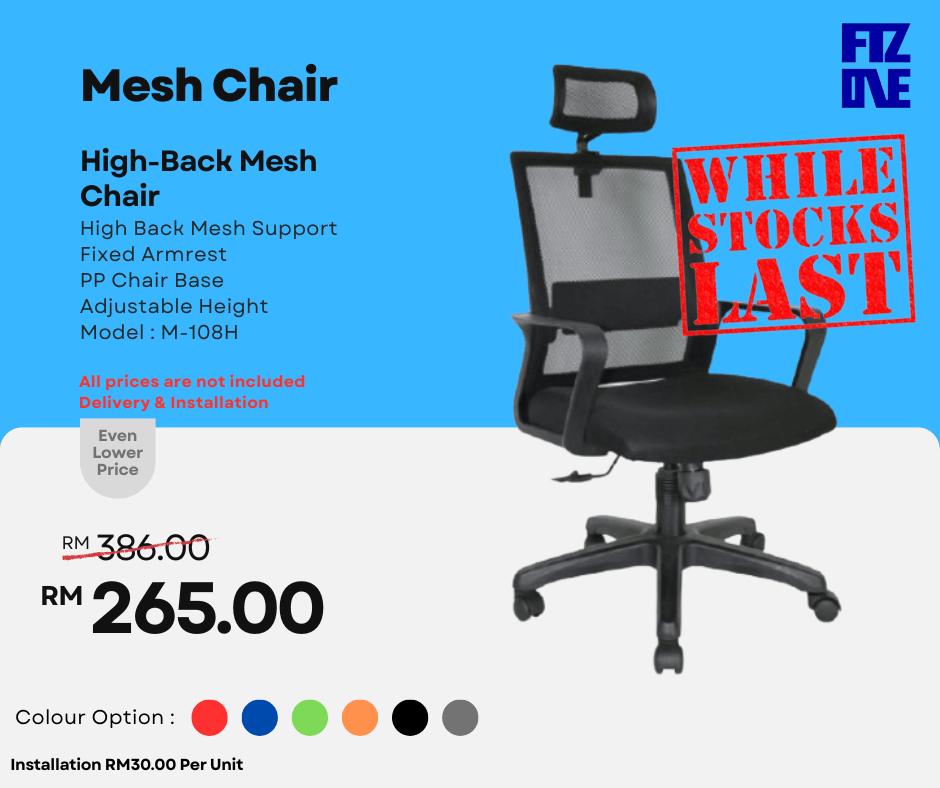 Ergonomic mesh office chairs on promotion by FIZONE OFFICE SYSTEM, featuring breathable backrest and adjustable design