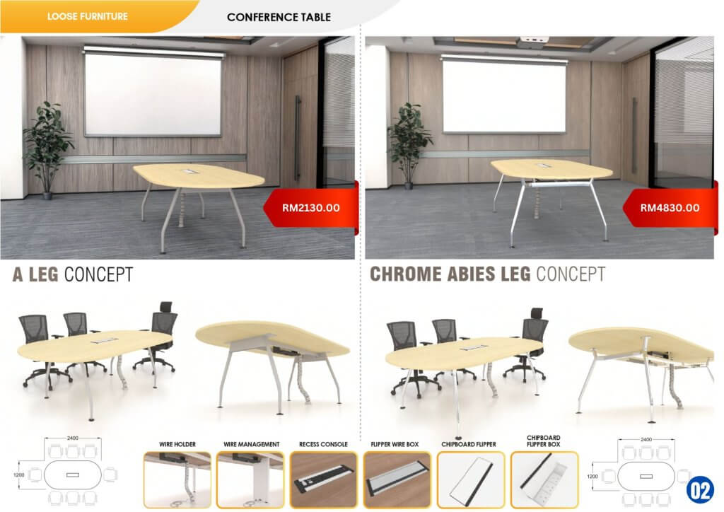 Modern conference tables by FIZONE OFFICE SYSTEM in various shapes and finishes for meeting rooms and boardrooms