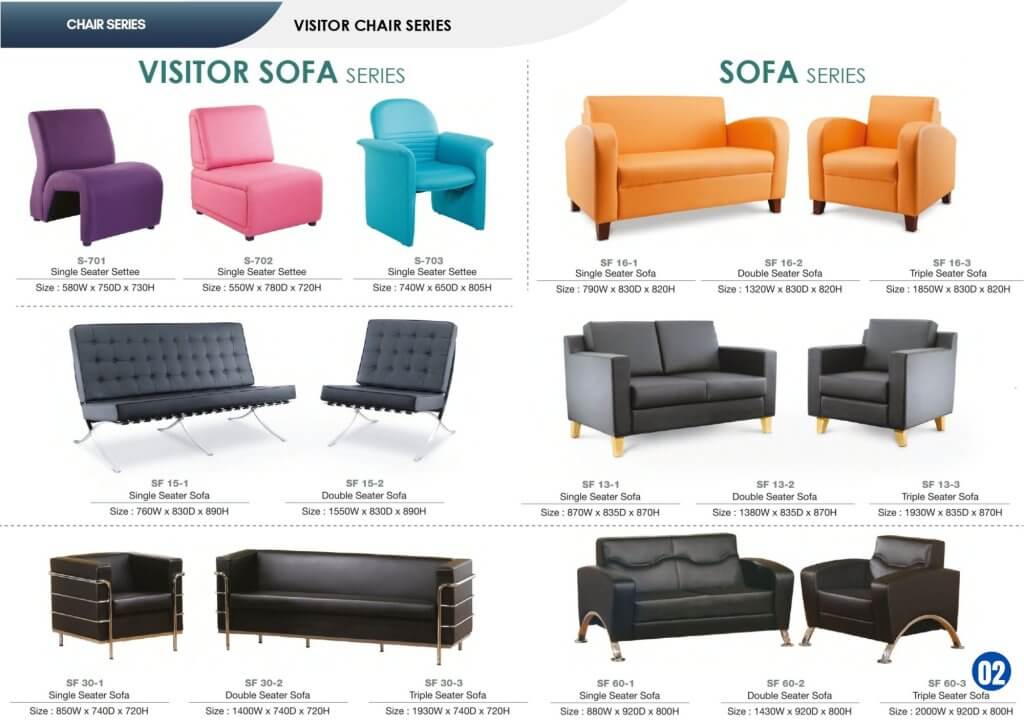 Modern office sofa collection by FIZONE OFFICE SYSTEM including 1-seater, 2-seater, and 3-seater designs for reception and lounge areas