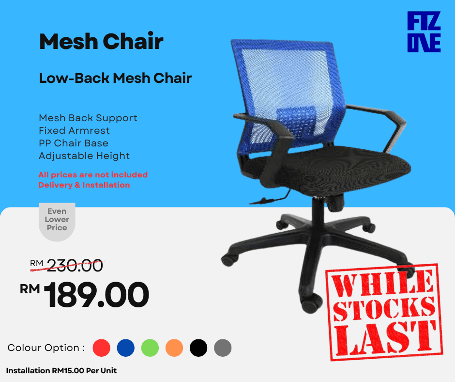 Ergonomic mesh office chairs on promotion by FIZONE OFFICE SYSTEM, featuring breathable backrest and adjustable design