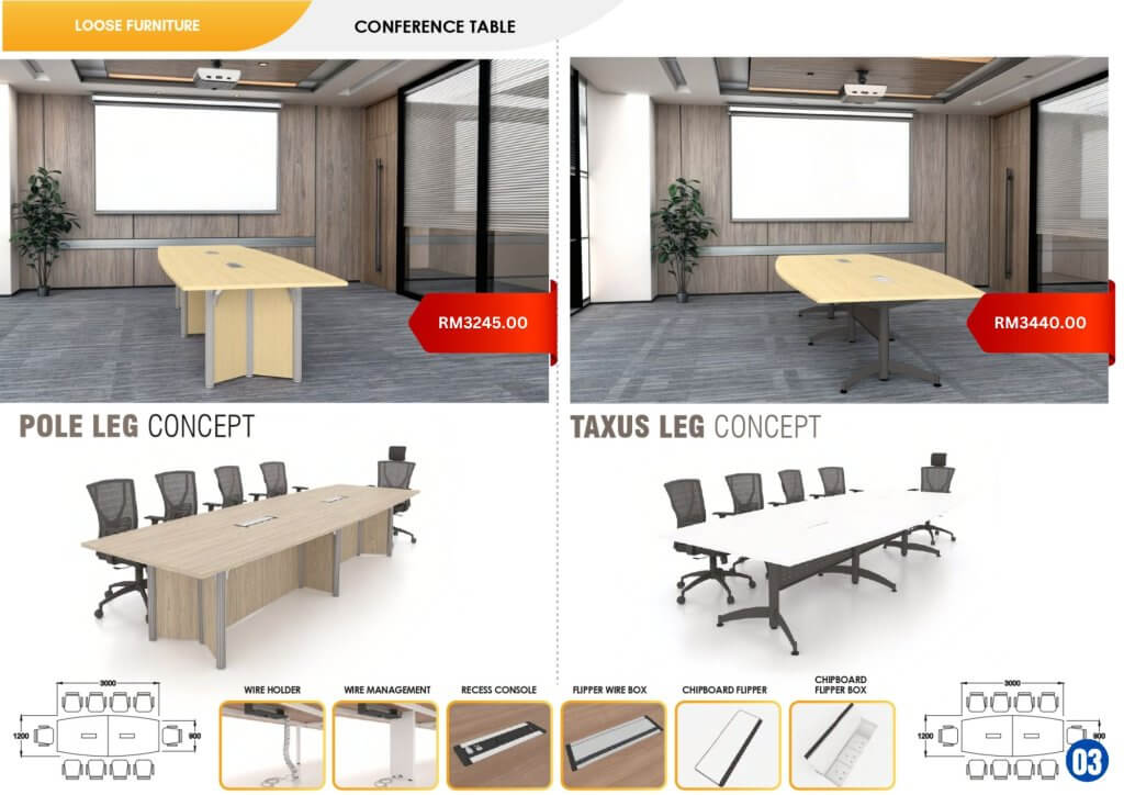 Modern conference tables by FIZONE OFFICE SYSTEM in various shapes and finishes for meeting rooms and boardrooms