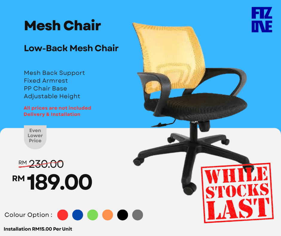 Ergonomic mesh office chairs on promotion by FIZONE OFFICE SYSTEM, featuring breathable backrest and adjustable design