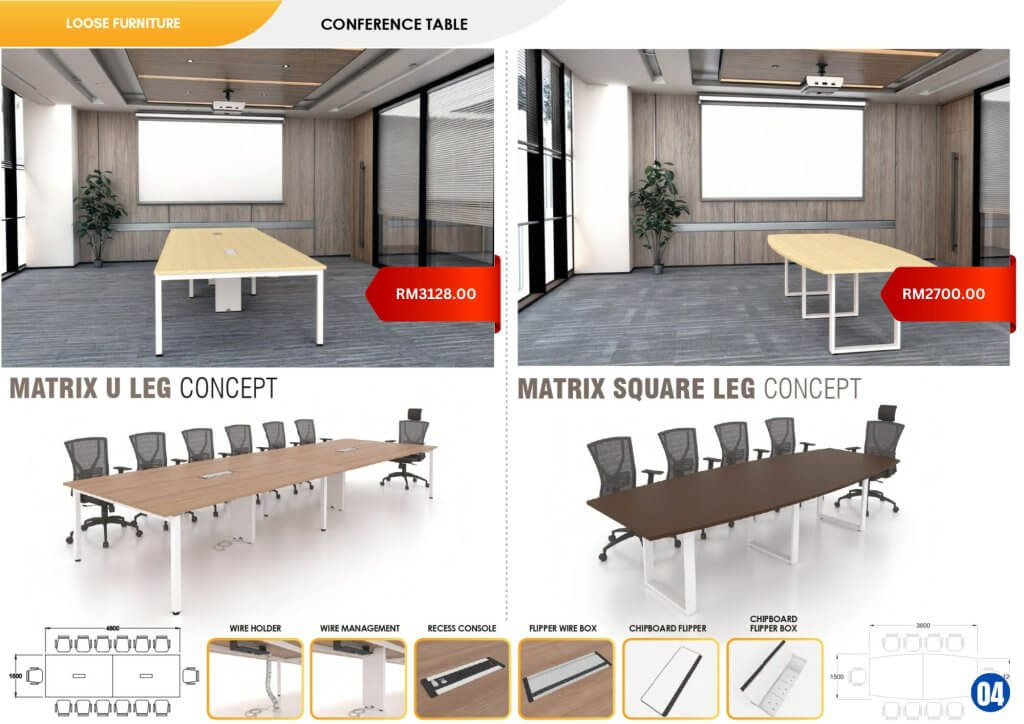 Modern conference tables by FIZONE OFFICE SYSTEM in various shapes and finishes for meeting rooms and boardrooms