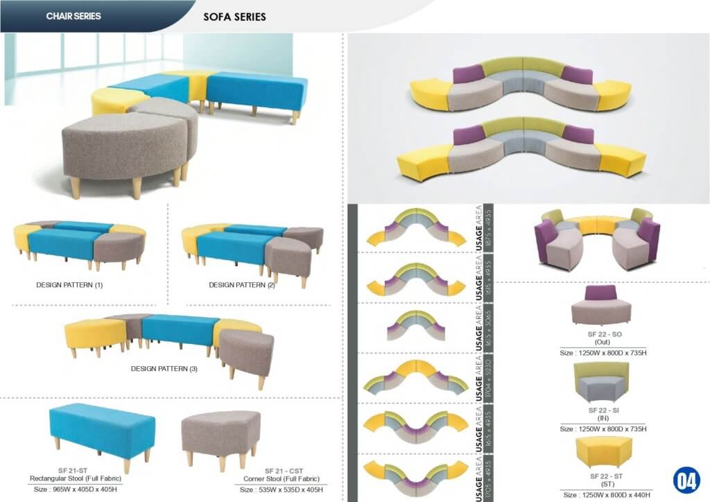 Modern office sofa collection by FIZONE OFFICE SYSTEM including 1-seater, 2-seater, and 3-seater designs for reception and lounge areas