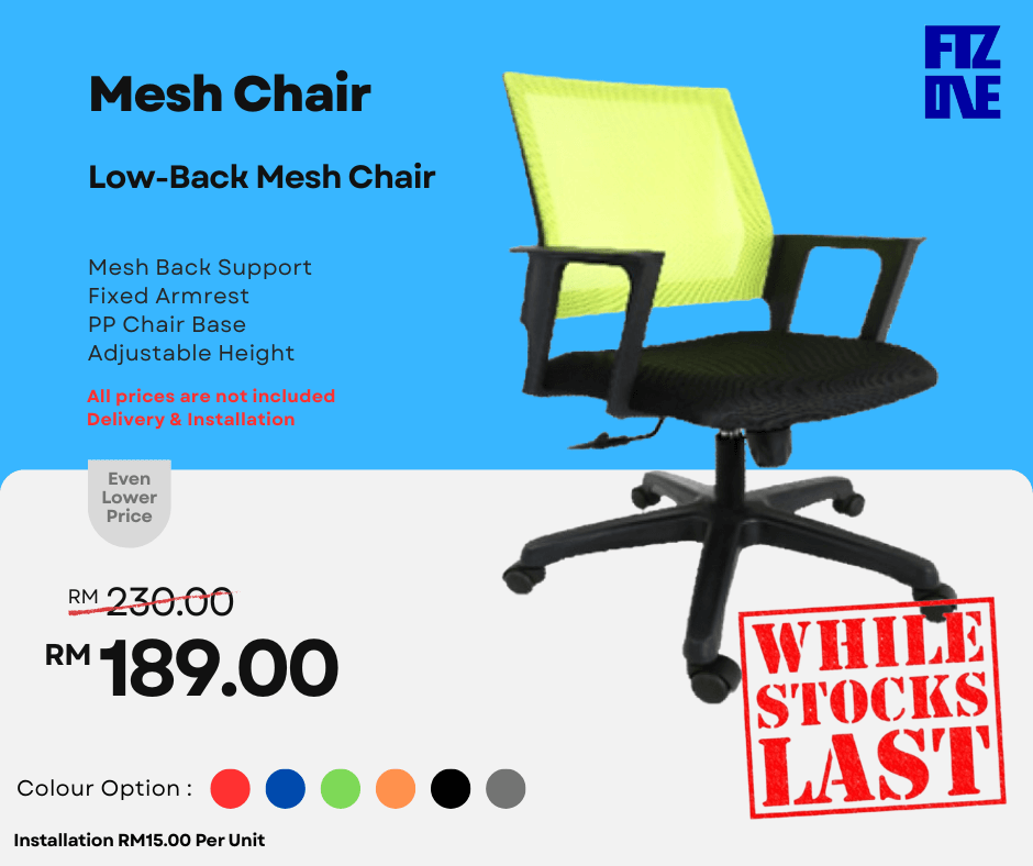 Ergonomic mesh office chairs on promotion by FIZONE OFFICE SYSTEM, featuring breathable backrest and adjustable design