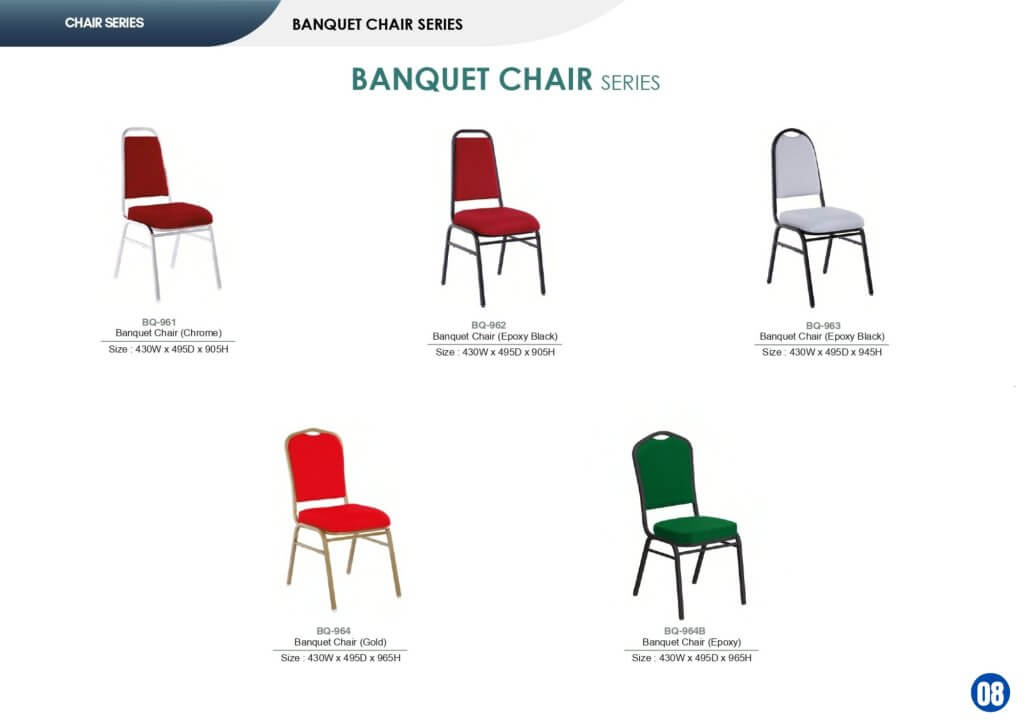 Banquet chairs by FIZONE OFFICE SYSTEM with cushioned seats and metal frames for events, hotels, and function halls in Malaysia