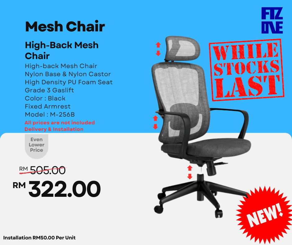 Ergonomic mesh office chairs on promotion by FIZONE OFFICE SYSTEM, featuring breathable backrest and adjustable design