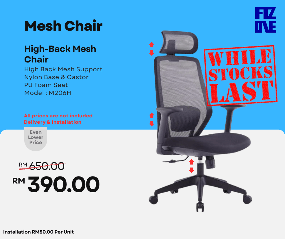 Ergonomic mesh office chairs on promotion by FIZONE OFFICE SYSTEM, featuring breathable backrest and adjustable design