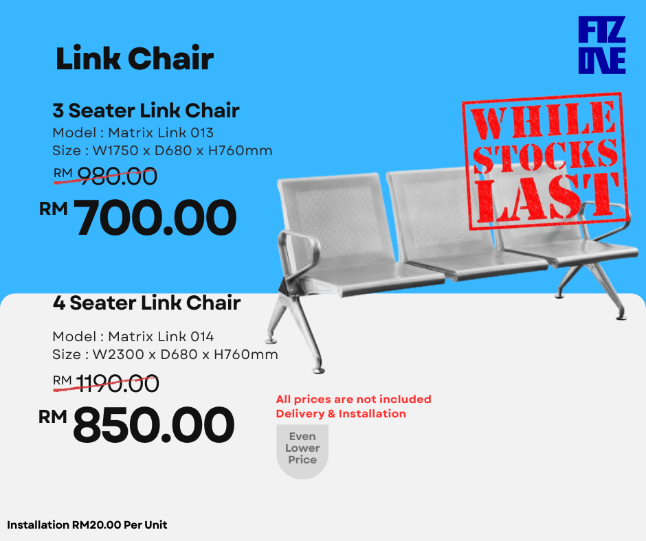 3-seater Link Chair for office and waiting area promotion by Fizone Office System