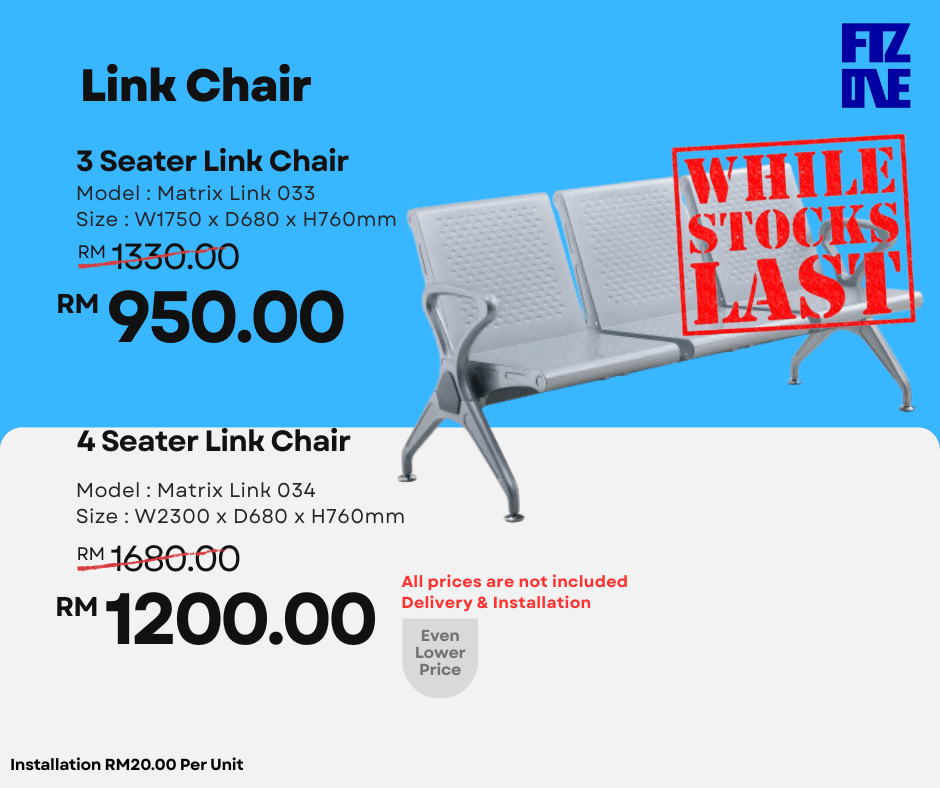 3-seater Link Chair for office and waiting area promotion by Fizone Office System